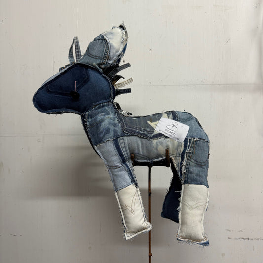 Denim Stuffed Donkey