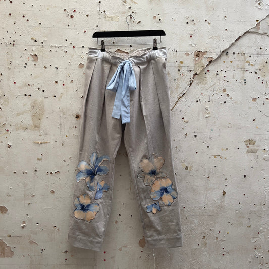 Floral Applique Grey Trouser