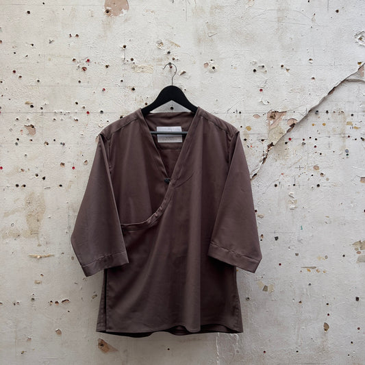 Cotton Wrap Shirt Brown